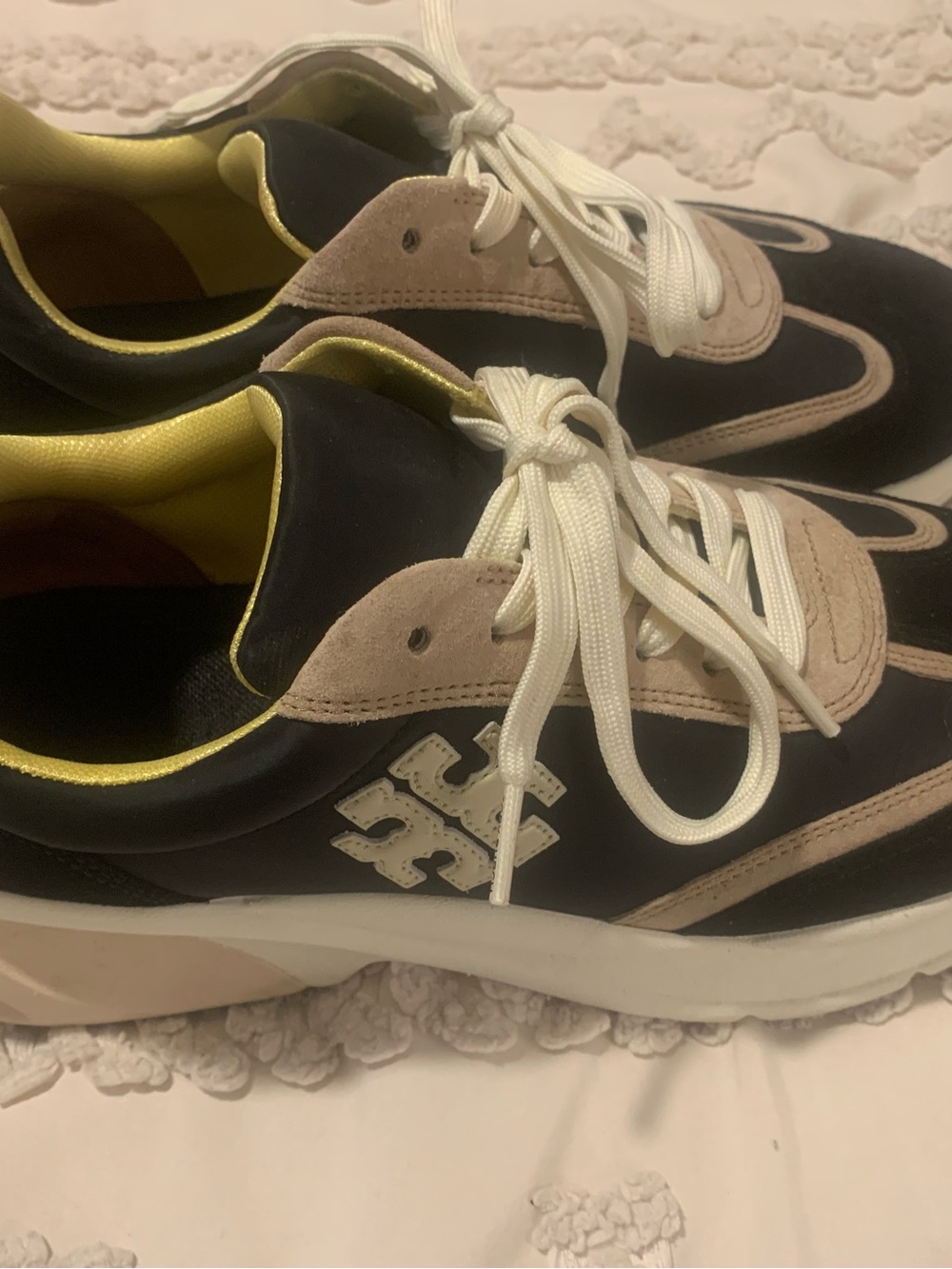 Tory Burch Black, Beige and White Athletic Sneakers
